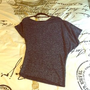 Express Off The Shoulder Tee- Sparkly Black